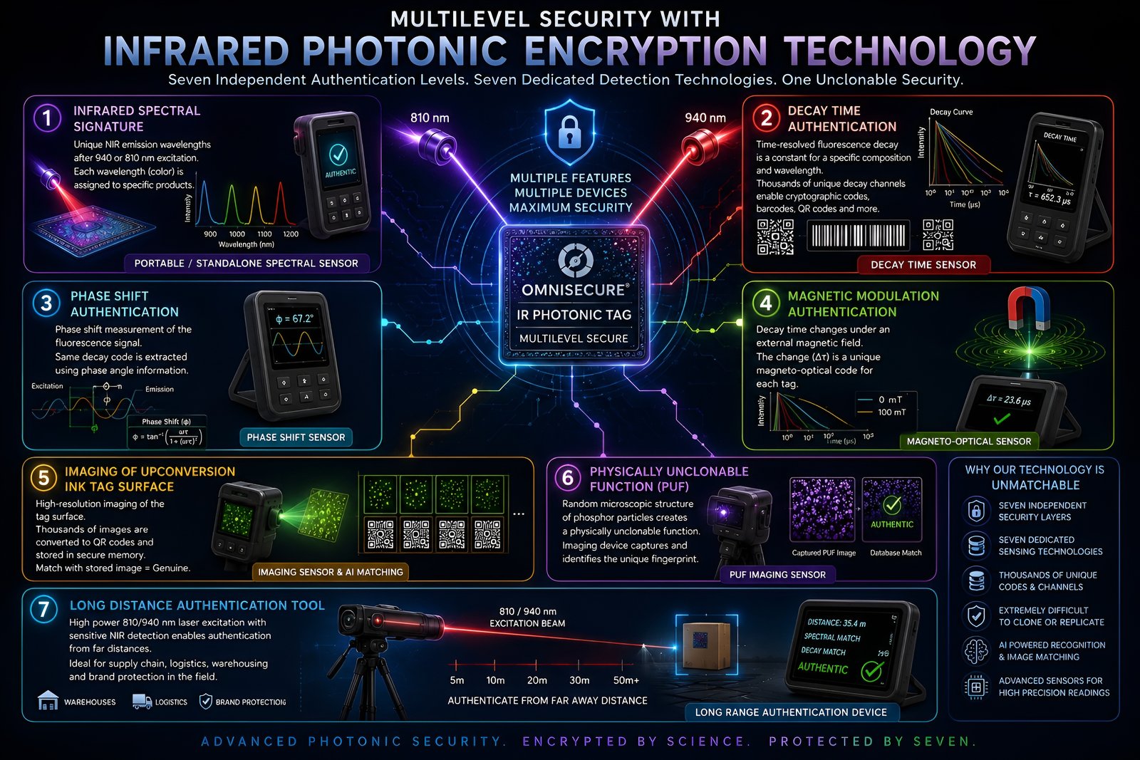 Multilevel infrared photonic encryption technology with seven authentication levels